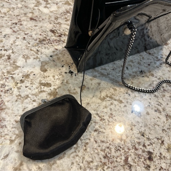 Vintage 1960s AFTER FIVE Black Patent Clutch Satchel Handbag Purse W/coin Attach - Picture 13 of 13